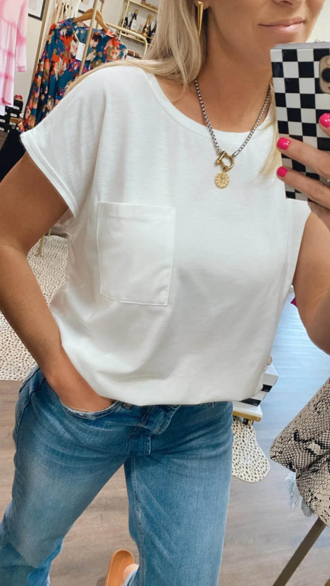 The Britt Basic Pocket Tee in White