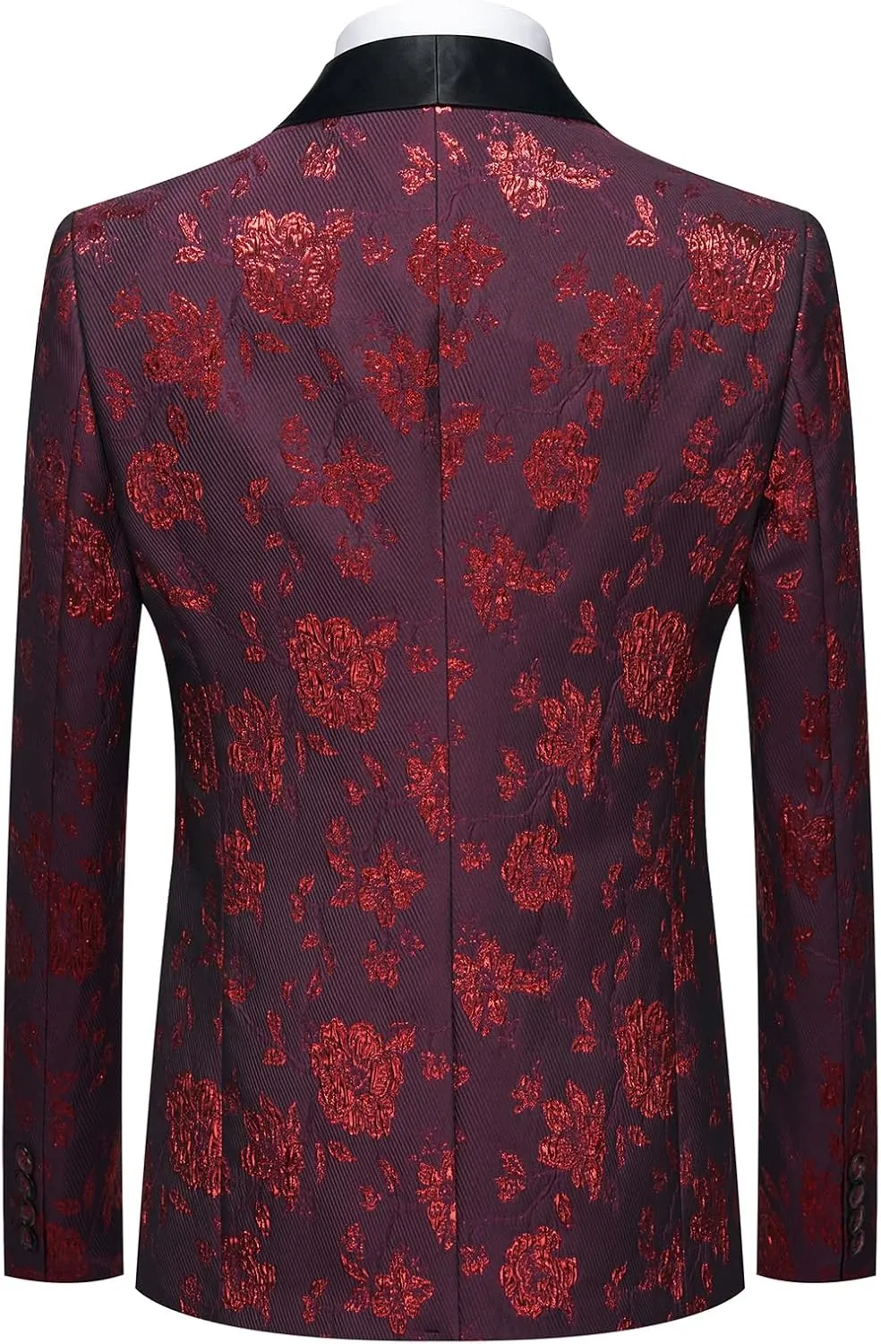 Tuxedo Suits for Men 3 Piece Regular Fit Men's Suit Set Floral Pattern Blazer Jacket Waistcoat Pants