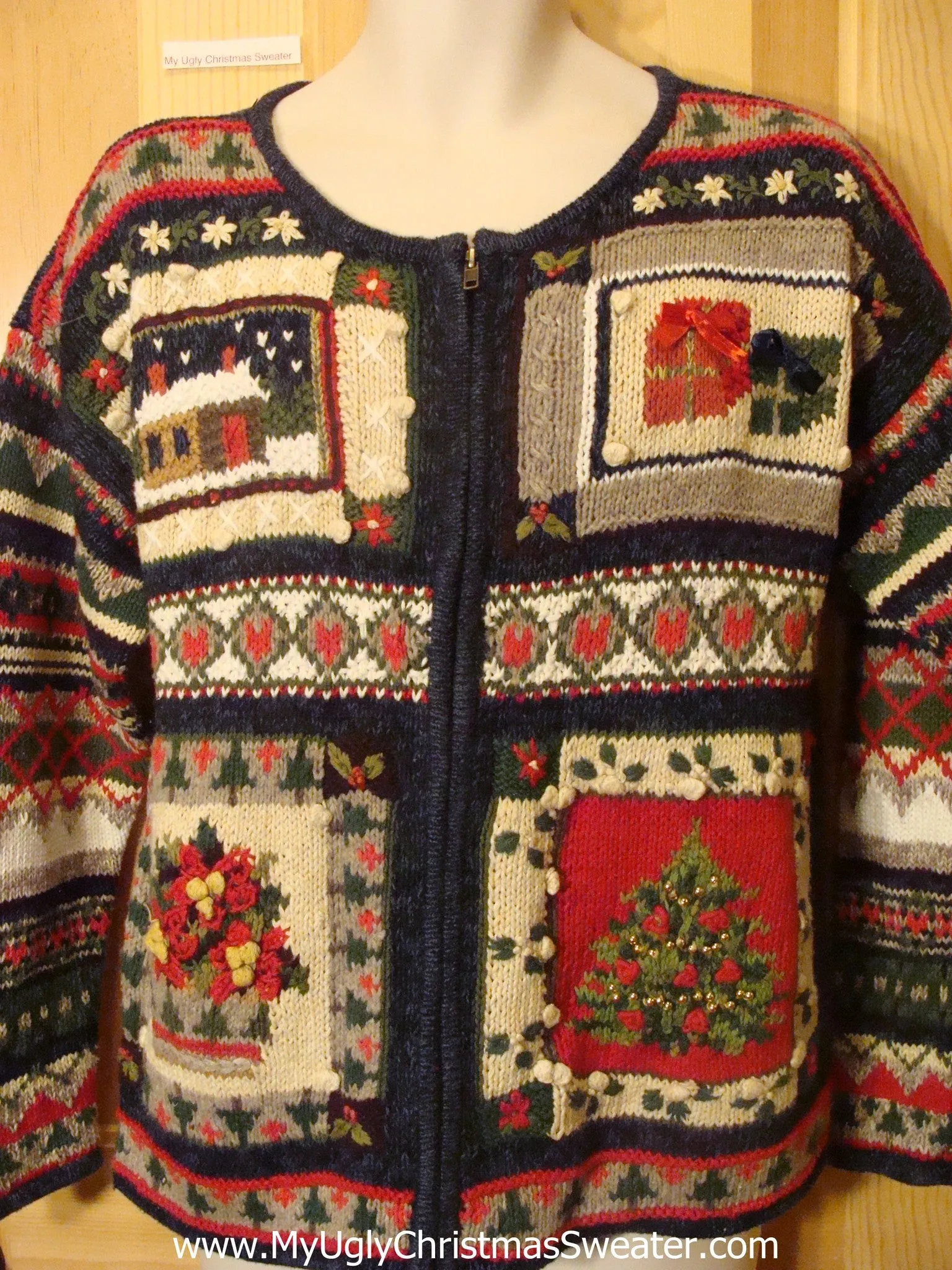 Ugly Xmas Sweater Festive 2sided Mess of Geometric Shapes