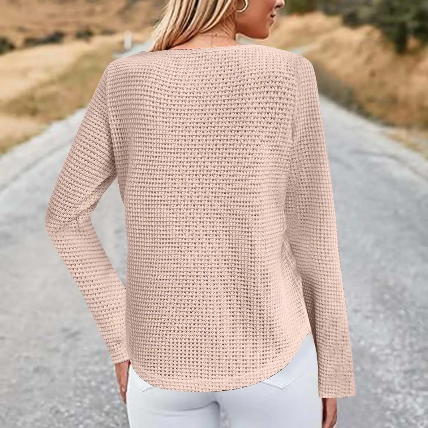 Wkishenl Womens Sweaters 2024 Elegant Lace Patchwork Crewneck Knit Pullover Tops Cute Soft Long Sleeve Hollow Cable Knit Tops