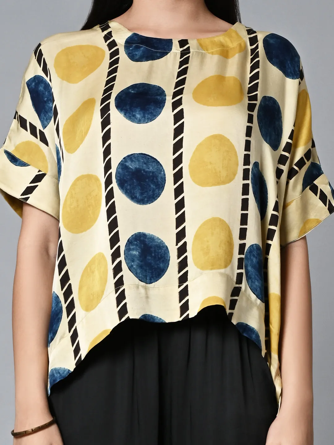 Women's Mustard Viscose Modal Boxy Fit Blouse