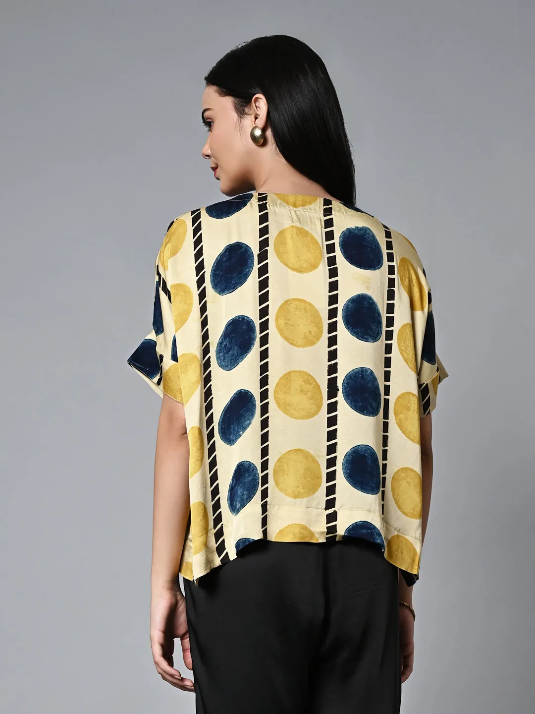 Women's Mustard Viscose Modal Boxy Fit Blouse