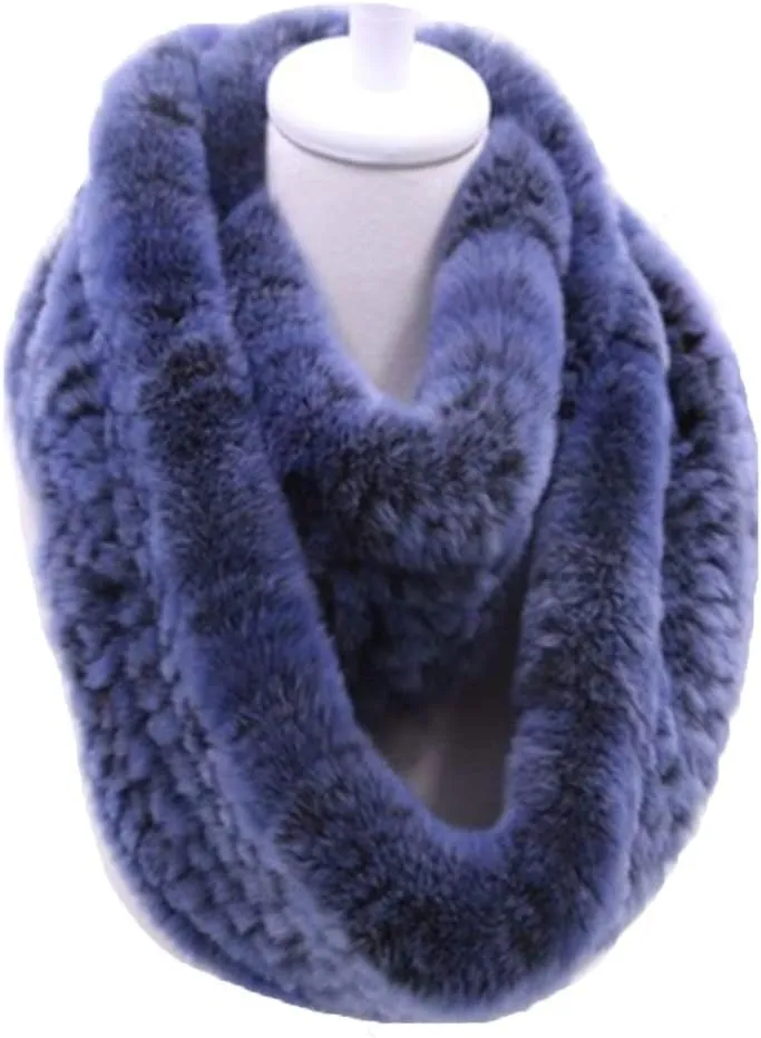 Women's Real Rex Rabbit Hair Scarf Wrap Loop Neckerchief Winter Warm