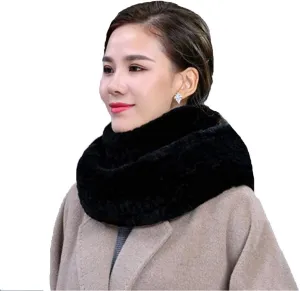 Women's Real Rex Rabbit Hair Scarf Wrap Loop Neckerchief Winter Warm