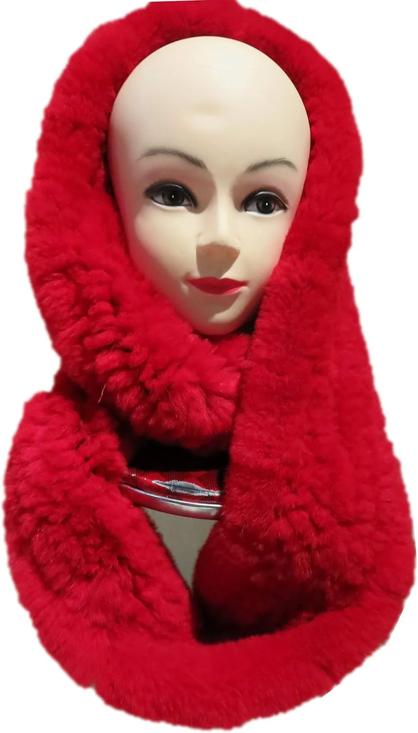 Women's Real Rex Rabbit Hair Scarf Wrap Loop Neckerchief Winter Warm