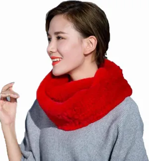 Women's Real Rex Rabbit Hair Scarf Wrap Loop Neckerchief Winter Warm